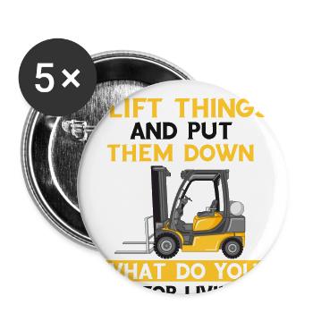 Lagerhausfahrer und Lagerarbeiter für Stapler - Buttons groß 56 mm (5er Pack) - Weiß - Vorne