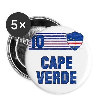Kap Verde Fußball Mannschaft - Buttons groß 56 mm (5er Pack) - Weiß - Vorne