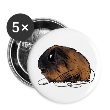 Meerschweinchen Zombie - Buttons groß 56 mm (5er Pack) - Weiß - Vorne