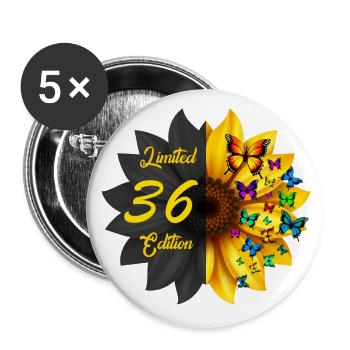 Édition limitée 36 Anniversaire Tournesol - Lot de 5 grands badges (56 mm) - blanc - Devant