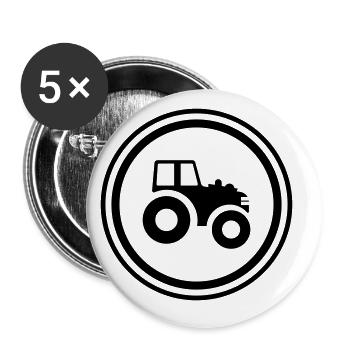 Traktor Symbol - Buttons groß 56 mm (5er Pack) - Weiß - Vorne