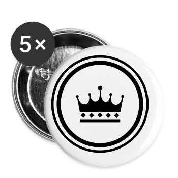 Symbole de la couronne - Lot de 5 grands badges (56 mm) - blanc - Devant