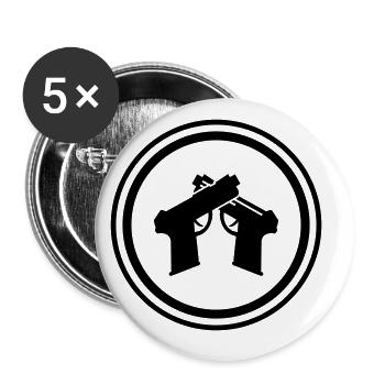 Pistol Symbol - Buttons large 2.2''/56 mm (5-pack) - white - Front