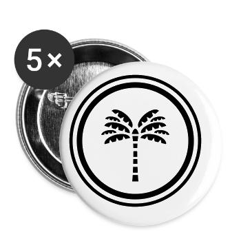 Palme Symbol - Buttons groß 56 mm (5er Pack) - Weiß - Vorne