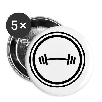 Poids avec haltères Fitness - Lot de 5 grands badges (56 mm) - blanc - Devant