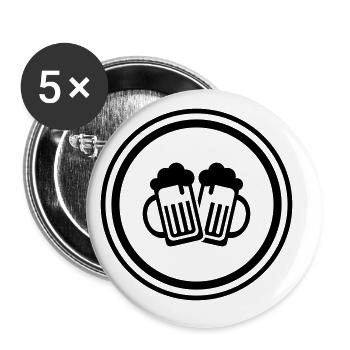 Beer Glass Symbol - Buttons large 2.2''/56 mm (5-pack) - white - Front