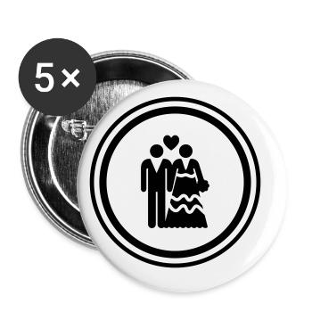 Couple wedding bridal couple - Buttons large 2.2''/56 mm (5-pack) - white - Front