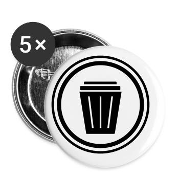 Icône de poubelle - Lot de 5 grands badges (56 mm) - blanc - Devant