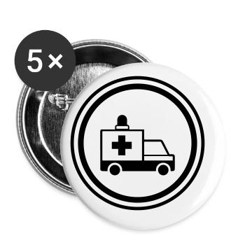 Krankenwagen Ambulance - Buttons groß 56 mm (5er Pack) - Weiß - Vorne