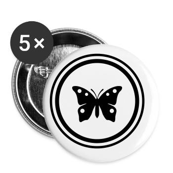 Symbole papillon - Lot de 5 grands badges (56 mm) - blanc - Devant