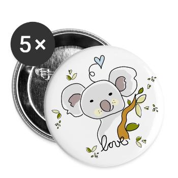 Koala in love - Buttons groß 56 mm (5er Pack) - Weiß - Vorne