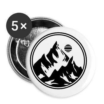 Berge Symbol Mountains Kreis - Buttons groß 56 mm (5er Pack) - Weiß - Vorne