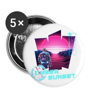 Astronaut Cyber Sunset gradient pink - Futuristic - Buttons large 2.2''/56 mm (5-pack) - white - Front
