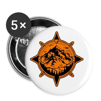 Symbole de voyage Compass Mountains - Lot de 5 grands badges (56 mm) - blanc - Devant