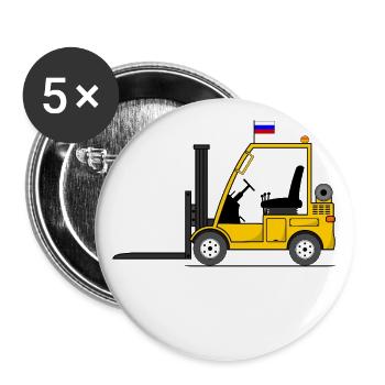 Chariot élévateur Drapeau de la Russie - Lot de 5 grands badges (56 mm) - blanc - Devant