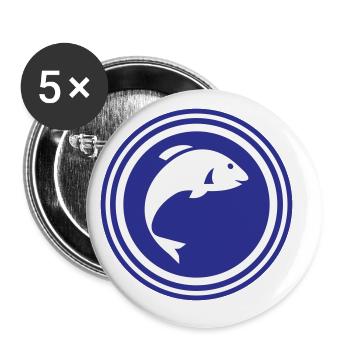 Symbole du poisson - Lot de 5 grands badges (56 mm) - blanc - Devant