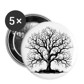 Baum ohne Blätter - Buttons groß 56 mm (5er Pack) - Weiß - Vorne