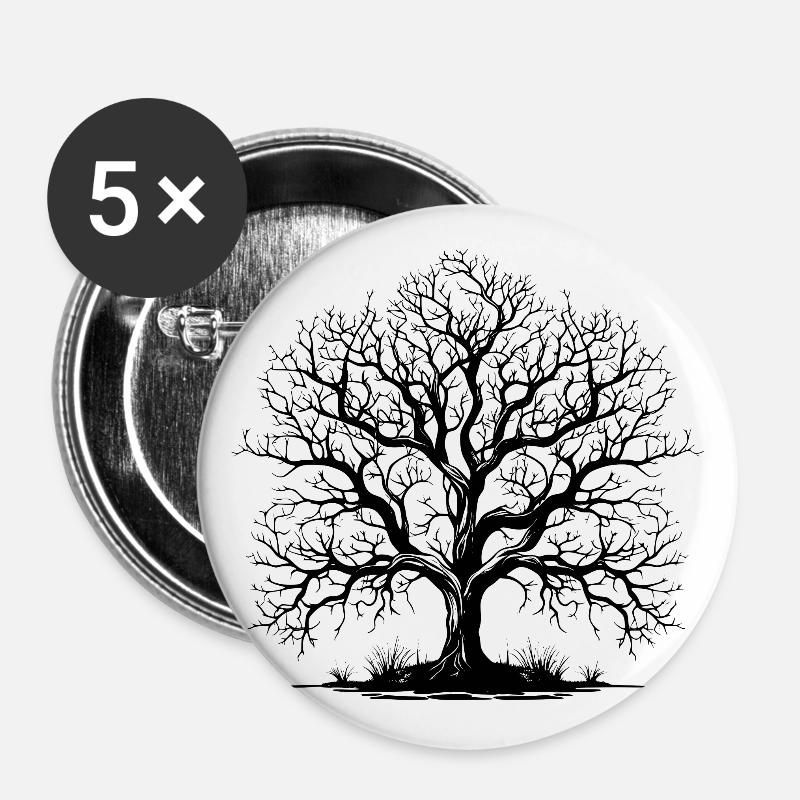 Tree without leaves - Buttons large 2.2''/56 mm (5-pack) - white
