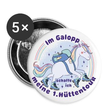 Einhorn - meine 1. Hüttentour - Wandern mit Kind - Buttons groß 56 mm (5er Pack) - Weiß - Vorne