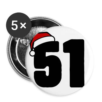 51 Zahl Weihnachten - Buttons groß 56 mm (5er Pack) - Weiß - Vorne