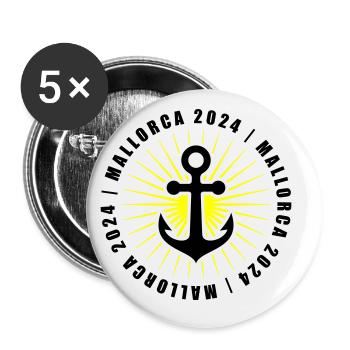 Mallorca 2024 Urlaub - Buttons groß 56 mm (5er Pack) - Weiß - Vorne