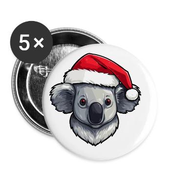 Koala Noël Animal Portrait Noël - Lot de 5 grands badges (56 mm) - blanc - Devant