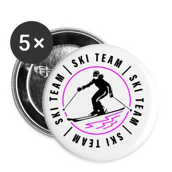 Ski Team Club Skiing Woman - Buttons large 2.2''/56 mm (5-pack) - white - Front