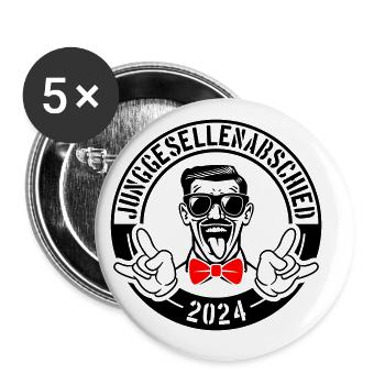 Enterrement de vie de garçon 2024 - Lot de 5 grands badges (56 mm) - blanc - Devant