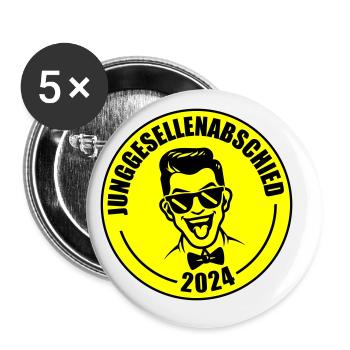 Junggesellenabschied 2024 - Buttons groß 56 mm (5er Pack) - Weiß - Vorne