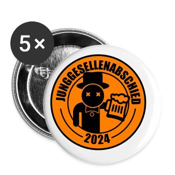 Junggesellenabschied 2024 Bier - Buttons groß 56 mm (5er Pack) - Weiß - Vorne