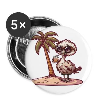 Ostrich Summer Beach Vacation - Buttons large 2.2''/56 mm (5-pack) - white - Front