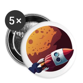 Fusée martienne - Lot de 5 grands badges (56 mm) - blanc - Devant