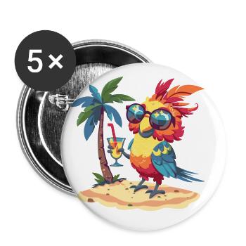 Papagai Summer Beach Vacation - Buttons large 2.2''/56 mm (5-pack) - white - Front