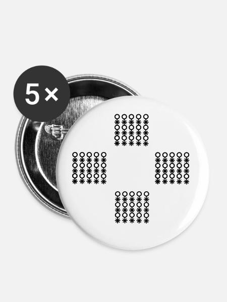 Königlicher Stil - Buttons groß 56 mm (5er Pack) - Weiß