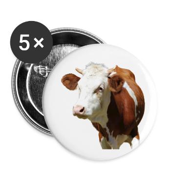 lustige Kuh Kuhkopf - Buttons groß 56 mm (5er Pack) - Weiß - Vorne