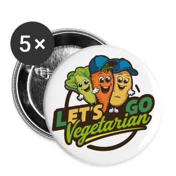 Healthy, vegan, vegetarian, animal welfare - Buttons large 2.2''/56 mm (5-pack) - white - Front
