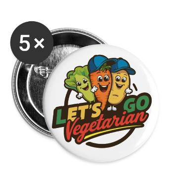 Healthy, vegan, vegetarian, animal welfare - Buttons large 2.2''/56 mm (5-pack) - white - Front
