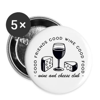 Vin fromage et amis citations - Lot de 5 grands badges (56 mm) - blanc - Devant