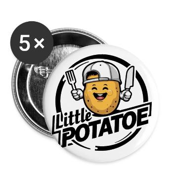 Funny Potato with Baseball Cap Vegan Vegetarian - Buttons large 2.2''/56 mm (5-pack) - white - Front