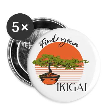 Find your Ikigai with bonsai before sunset - Buttons large 2.2''/56 mm (5-pack) - white - Front
