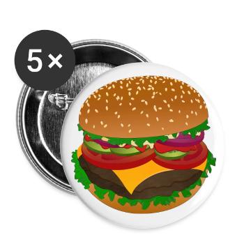 Leckerer Burger Genuss - Buttons groß 56 mm (5er Pack) - Weiß - Vorne