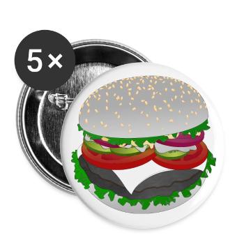 Style burger : Salade avec une bouchée - Lot de 5 grands badges (56 mm) - blanc - Devant