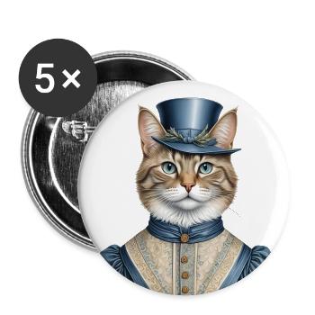 Frau Katze - Buttons groß 56 mm (5er Pack) - Weiß - Vorne