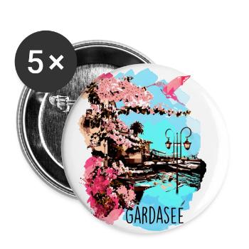 gardasee,illustration,landschaft, italien,aquarell - Buttons groß 56 mm (5er Pack) - Weiß - Vorne