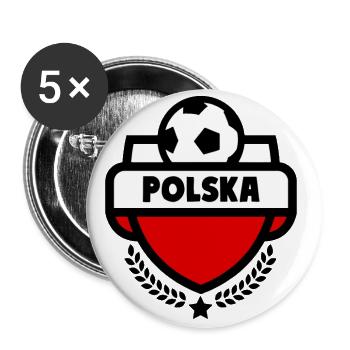 Football Poland Flag Countries Team Fan - Buttons large 2.2''/56 mm (5-pack) - white - Front