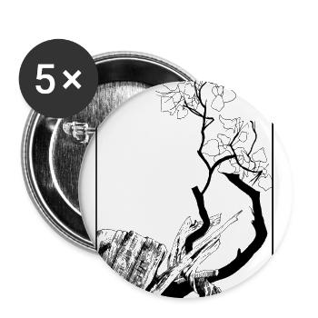 arbre sacré - Lot de 5 grands badges (56 mm) - blanc - Devant