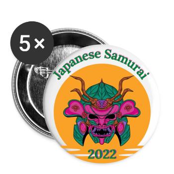 Japanese Samurai_2022 - Buttons large 2.2''/56 mm (5-pack) - white - Front
