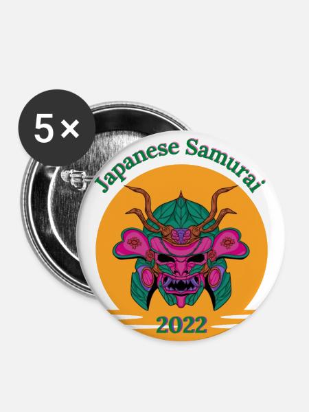 Japanese Samurai_2022 - Buttons groß 56 mm (5er Pack) - Weiß