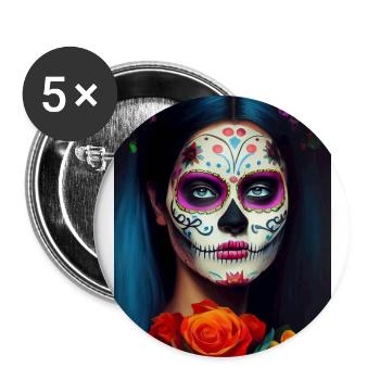 Dia de los muertos, Jour de la mort - Lot de 5 grands badges (56 mm) - blanc - Devant