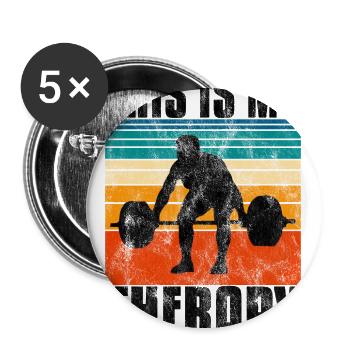 La musculation est ma thérapie Bpdybuilder GYM Retro - Lot de 5 grands badges (56 mm) - blanc - Devant